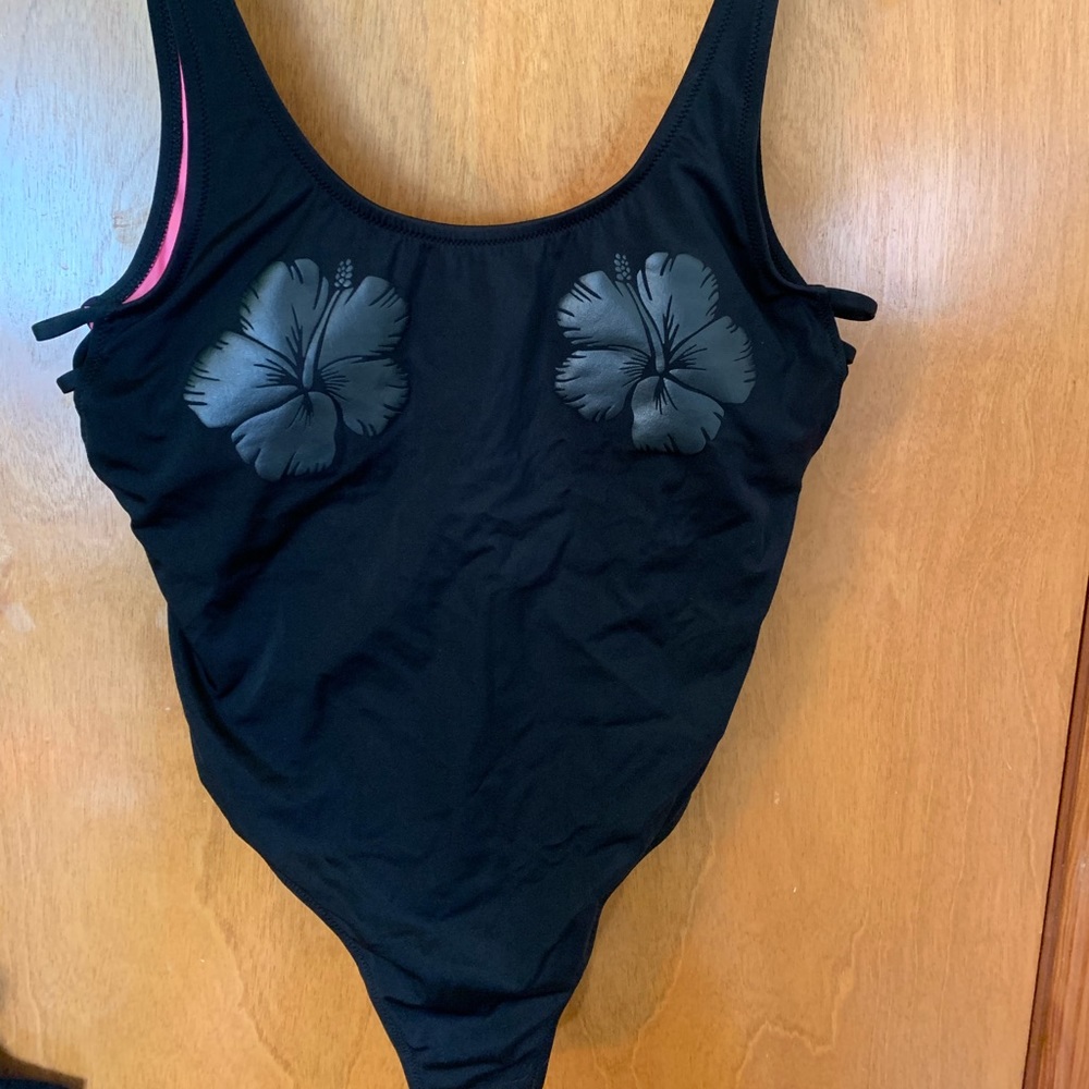 Victoria secret VS pink black hibiscus one piece